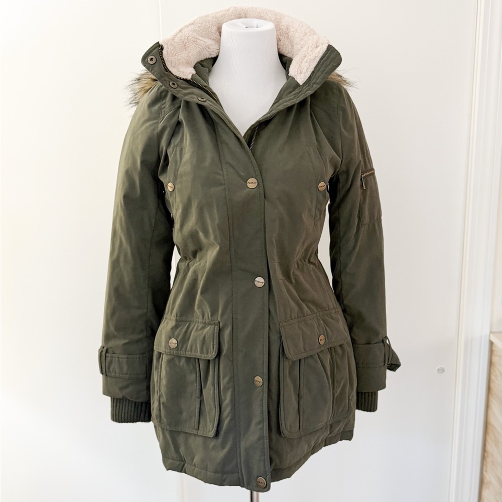 DKNY Olive Green Puffer Winter Jacket NWOT